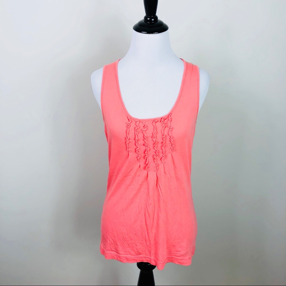 Vineyard Vines Coral Pink Ruffle Front Sleeveless Tank Top Shirt *93
